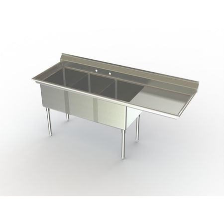 Aero Manufacturing Economy NSF Three Comp Sink W/ Rh Drainboards MF3-2116-18R